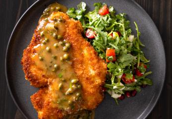 Chicken Paillard Piccata with Arugula Salad