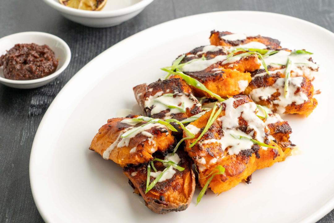 Chipotle Spiced Sweet Potatoes with Yogurt and Scallion