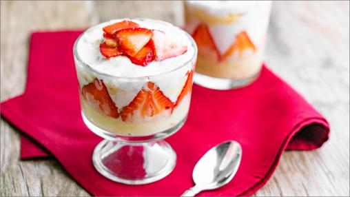 Tres Leches Cake in a trifle bowl