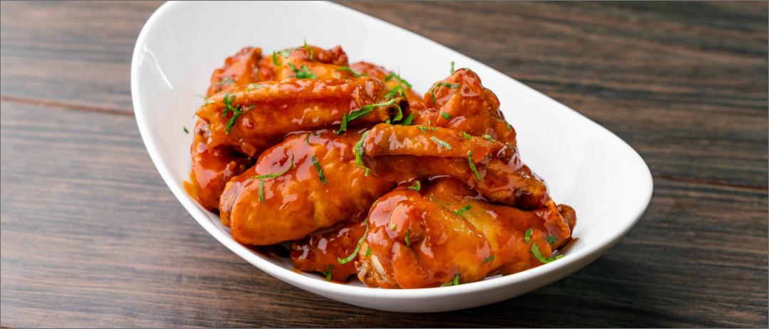 Indian Hot Honey Wings in a dish