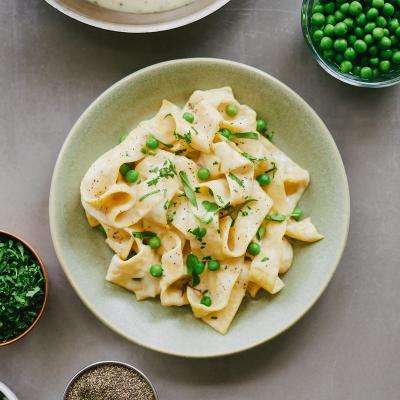 PAPPARDELLE WITH SWEET PEA VEGAN ALFREDO